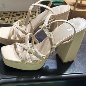 BP Cream Strappy Platform Heels